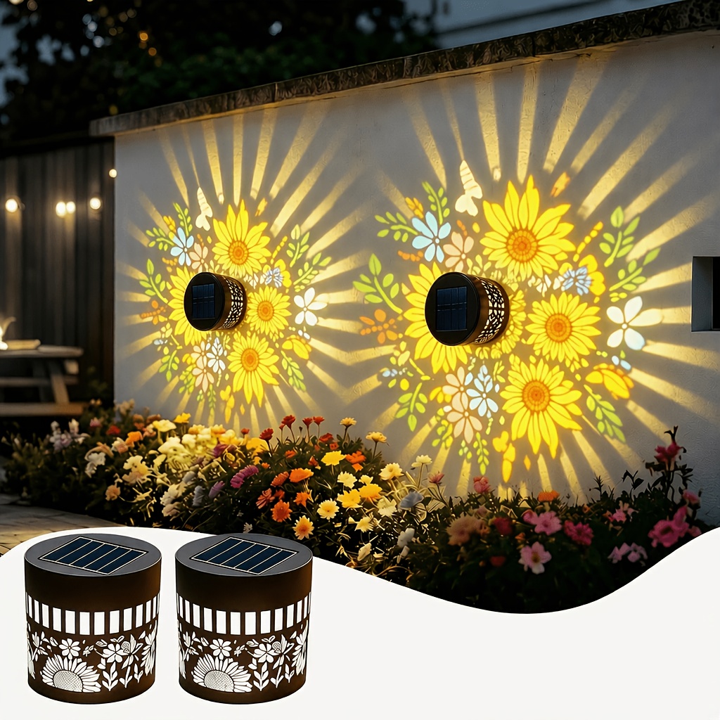 Solar Wall Sconce - 2 Pack Solar Fence Lights, Metal