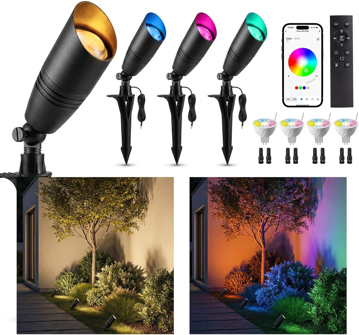 Outdoor Lighting Controller - Low Voltage Outdoor RGBCW Landscape Spotlights