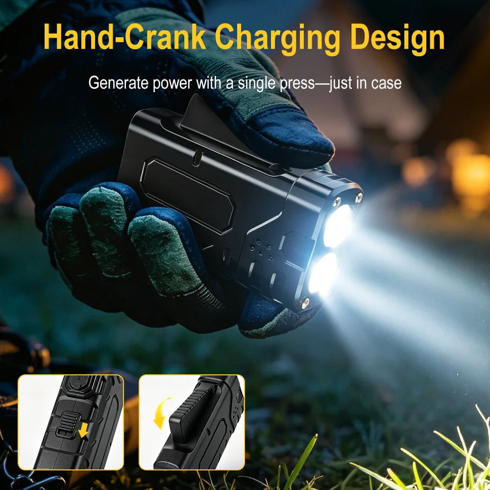 BORUIiT Hand Crank EDC LED Fla - Outdoor Lighting Setup recension och pris