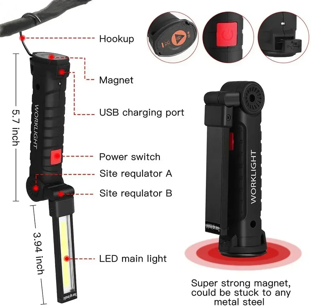 LED COB Flashlight USB Recharg - Outdoor Lighting Setup recension och pris