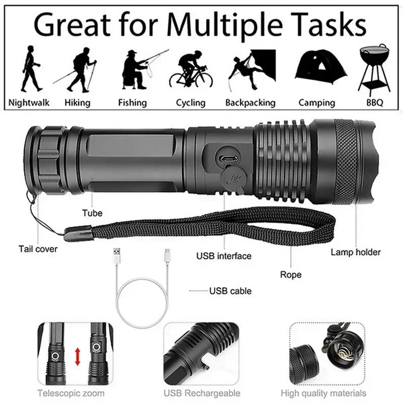 High Power XHP70 Led Flashligh - Outdoor Lighting Setup recension och pris